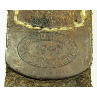 E. Schneider Heer Steel Buckle with leather tab both marked. Espenlaub militaria