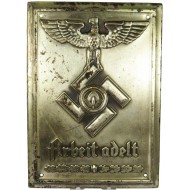 RAD Wall Plaque with it's motto Arbeit Adelt