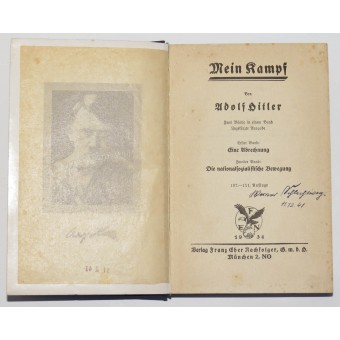 Adolf Hitlerin kirjoittama Mein Kampf 1941. Espenlaub militaria