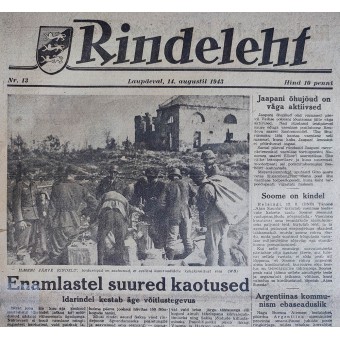 Periódico de la 2ª Guerra Mundial en estonio Rindeleht Nr. 13, 1944. Espenlaub militaria