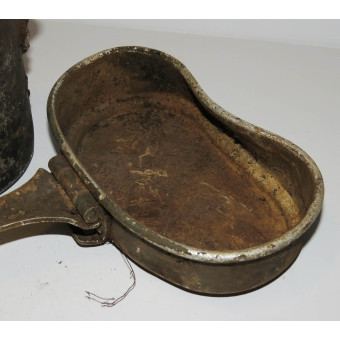 Battle-damaged Wehrmacht Mess Kit found in Pskov area. Espenlaub militaria