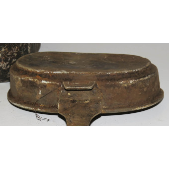 Battle-damaged Wehrmacht Mess Kit found in Pskov area. Espenlaub militaria