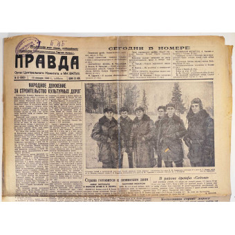 Central newspaper Pravda (The Truth) dated January 13, 1940. Espenlaub militaria