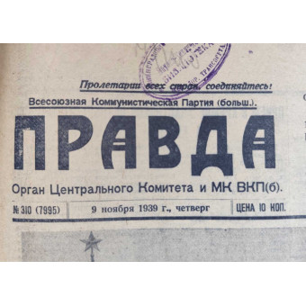 Numéro festif de la Pravda, 9 novembre 1939. Espenlaub militaria