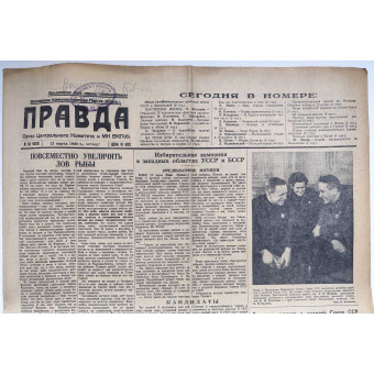 Soviet main newspaper Pravda, March 21, 1940. Espenlaub militaria