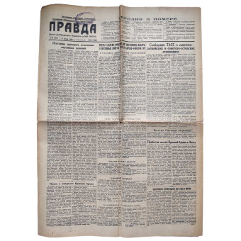 The main newspaper of the Communist Party Pravda, June 17, 1940. Espenlaub militaria