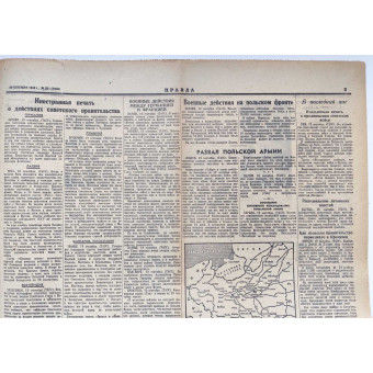 The main newspaper of the USSR Pravda, September 20, 1939. Espenlaub militaria