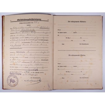 1922 Familienstammbuch Registro familiar. Espenlaub militaria