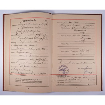 1939 Familienstammbuch Resumen genealógico. Espenlaub militaria