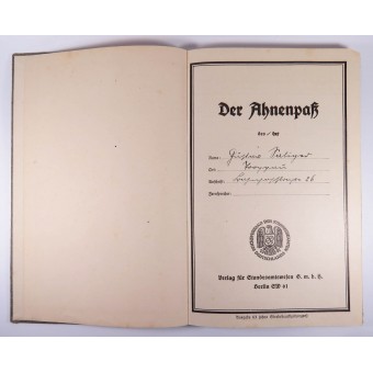 1940 Ahnenpass Libro degli antenati della stirpe ariana. Espenlaub militaria