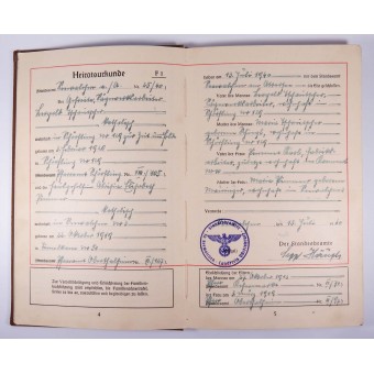 1940 Familienstammbuch Perherekisteri. Espenlaub militaria