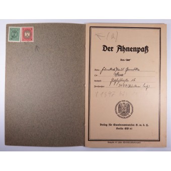 1942 Ahnenpass Ahnenbuch der arischen Abstammung. Espenlaub militaria