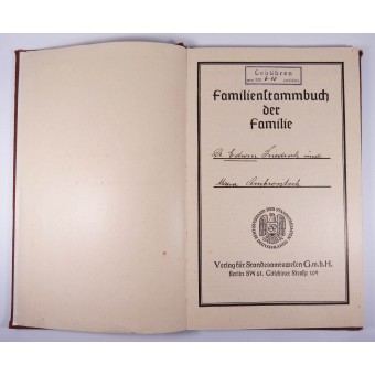 1942 Familienstammbuch Familienregister. Espenlaub militaria