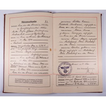 1942 Familienstammbuch Registre des familles. Espenlaub militaria