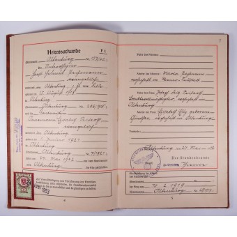 1942 Familienstammbuch Familjeregister för Wehrmacht Unteroffizier. Espenlaub militaria