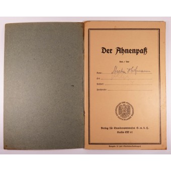1943 Ahnenpass Ahnenbuch der arischen Abstammung. Espenlaub militaria