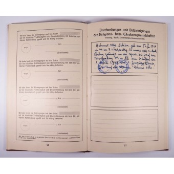 1943 Familienstammbuch Resumen genealógico. Espenlaub militaria