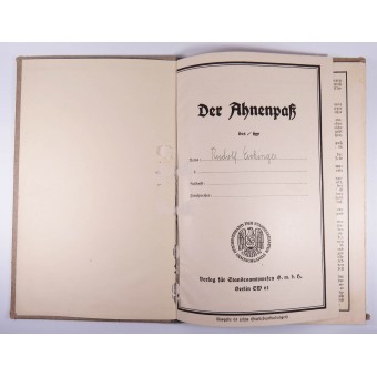 1944 Ahnenpass Libro de los antepasados del linaje ario. Espenlaub militaria