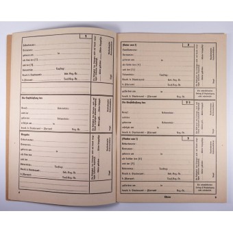 Empty Ahnenpass Ancestors Book of the Aryan lineage. Espenlaub militaria