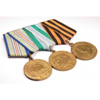 Barrette de ruban avec 3 médailles de lArmée rouge, vétéran de la Seconde Guerre mondiale. Espenlaub militaria