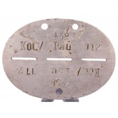 Kol. / Bau 112 Erkennungsmarke, placa de identificación