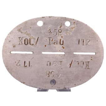 Kol. / Bau 112 Erkennungsmarke, placa de identificación. Espenlaub militaria