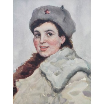 Poster mit dem Gemälde Signalfrau von I.A. Lukomsky. Espenlaub militaria