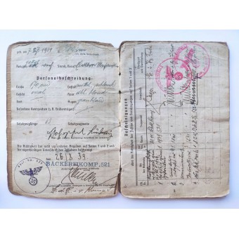 The Soldbuch issued to Unteroffizier who served in field bakery. Espenlaub militaria