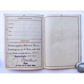 Wehrpass-dokumentet för en medlem av Armee-Pferde-Park 590. Espenlaub militaria