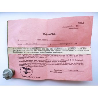 The Wehrpass issued to veteran of Austro-Hungarian Army. Espenlaub militaria