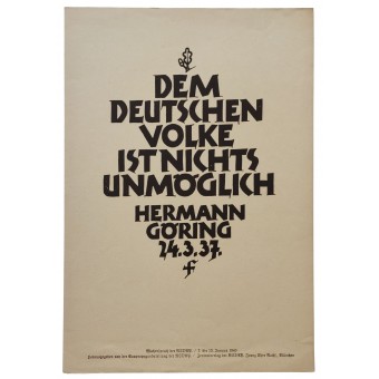 Göring: Nothing is impossible for the German people. Espenlaub militaria