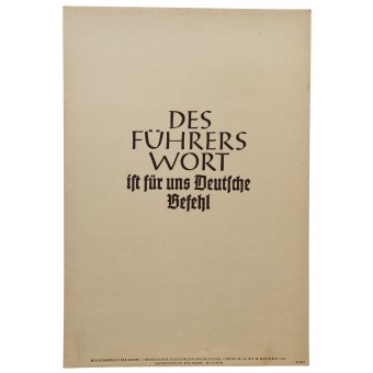 WW2 Propaganda Poster - Per i tedeschi statunitensi, la parola di Fuehrer è un ordine. Espenlaub militaria