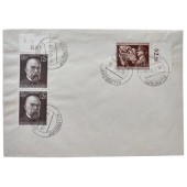 Ensimmäisen päivän kirjekuori, jossa Hitler- ja Robert Koch -merkit, 1943-1944.