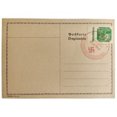 Cartolina postale 1° giorno con il francobollo speciale grande per il compleanno di Hitler nel 1942