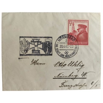 Tomt kuvert av den 1:a dagen daterat den 20 april 1940.. Espenlaub militaria