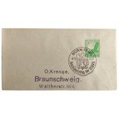 Ensimmäisen päivän tyhjä kirjekuori, jossa on Nürnbergin juhlapäivän erikoisleima vuonna 1937.