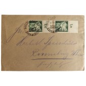 Tyhjä kirjekuori, jossa on postileimat, jotka on omistettu nuorisolle vuonna 1943 järjestetylle sitoutumispäivälle.