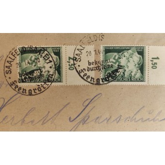 Tyhjä kirjekuori postmarkeilla, jotka on omistettu nuorten sitoutumispäivään vuonna 1943. Espenlaub militaria