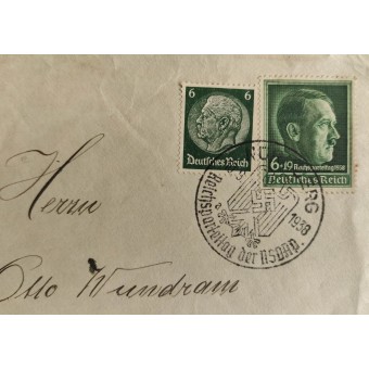 Briefumschlag des 1. Tages mit zwei Stempeln zum Reichsparteitag 1938. Espenlaub militaria