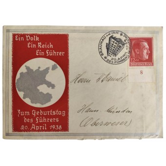 Kirjekuori ensimmäisen päivän 20. huhtikuuta 1938. Espenlaub militaria