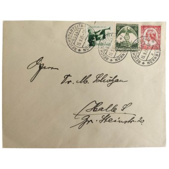 Umschlag des Ersten Tages mit drei Marken für den Reichsparteitag 1935. Espenlaub militaria