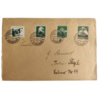 Enveloppe avec quatre cadres nazis différents datés de 1935. Espenlaub militaria