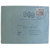 Enveloppe portant la marque Winterhilfswerk et un timbre spécial avec l'insigne sportif SA.