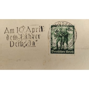 Eerste dag briefkaart voor 10 april in 1938 toen Oostenrijk een staat van Duitsland wordt. Espenlaub militaria