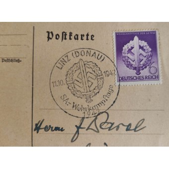 Eerste dag briefkaart gewijd aan de dagen van SA defensieve wedstrijden in oktober 1942. Espenlaub militaria