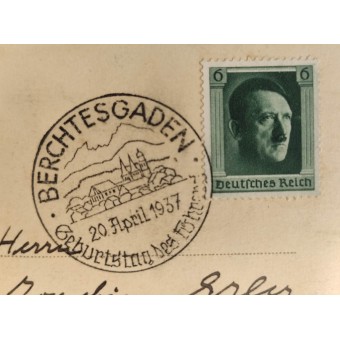 Postal de cumpleaños de Hitler para el 20 de abril de 1937 - Berchtesgaden. Espenlaub militaria