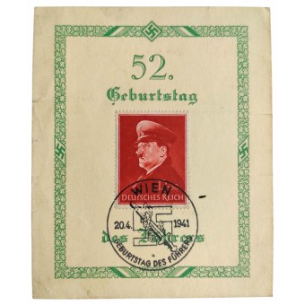 Carte postale du 1er jour avec le cachet de lhitler et 1941 daté. Espenlaub militaria
