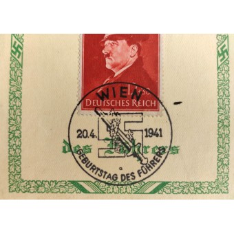 Ensimmäisen päivän postikortti Hitlerin postmarkkinan ja 1941 päivätyn kanssa. Espenlaub militaria