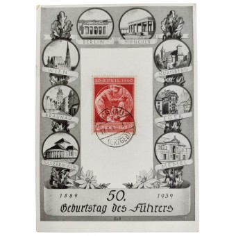 Postcard for Fuehrers 50th birthday 1889 - 1939. Espenlaub militaria