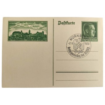 Postkarte mit der Briefmarke zum Reichsparteitag der NSDAP in Nürnberg im Jahr 1938. Espenlaub militaria